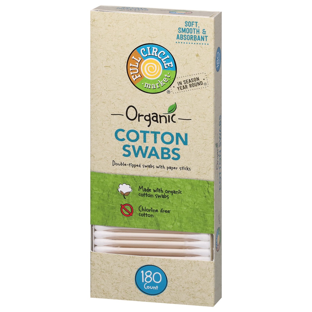 slide 6 of 9, Full Circle Market Organic Cotton Swabs 180 ea, 180 ct