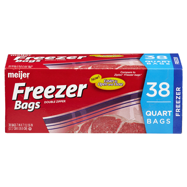 slide 16 of 29, Meijer Reclosable Freezer Bags, Quart, 38 ct
