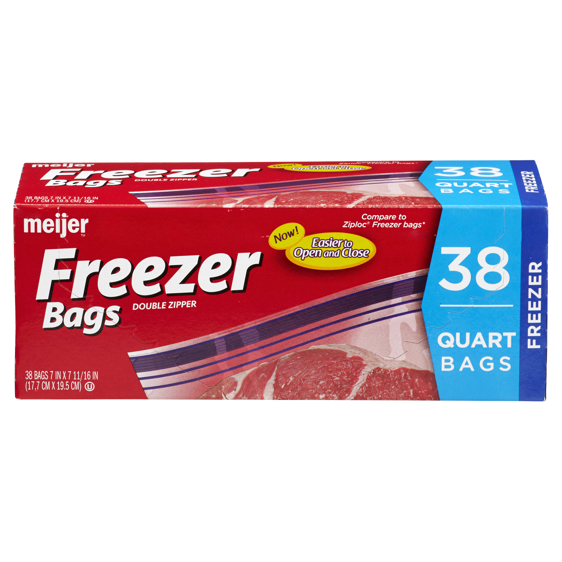 slide 17 of 29, Meijer Reclosable Freezer Bags, Quart, 38 ct