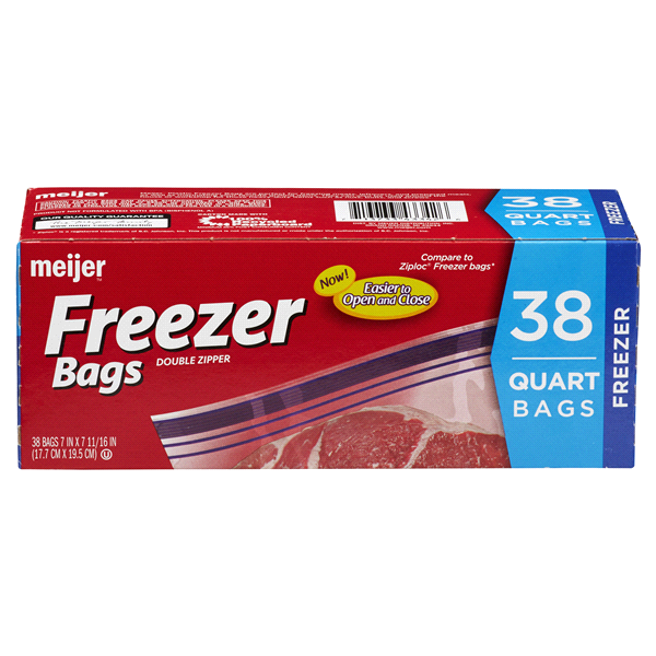 slide 20 of 29, Meijer Reclosable Freezer Bags, Quart, 38 ct