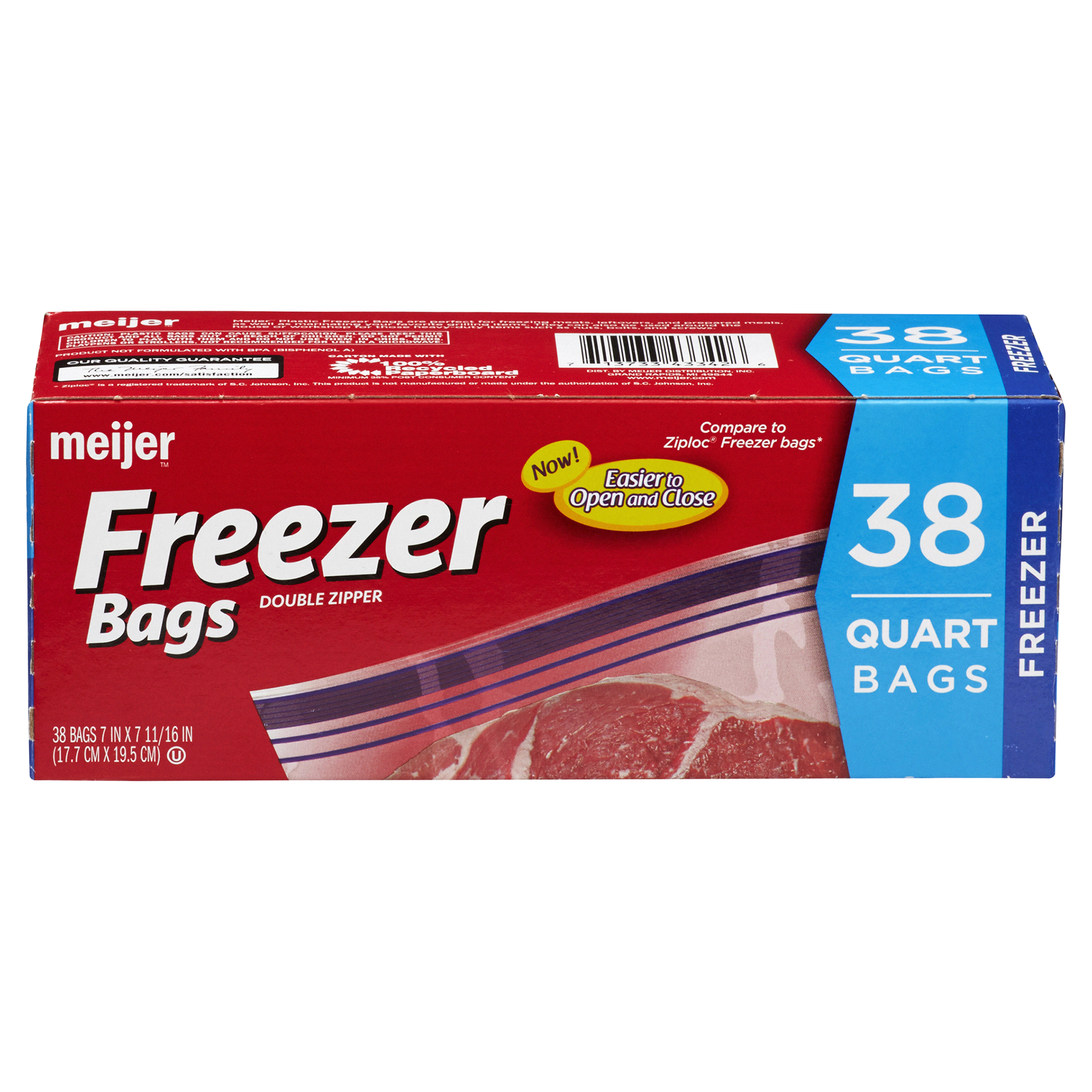 slide 21 of 29, Meijer Reclosable Freezer Bags, Quart, 38 ct