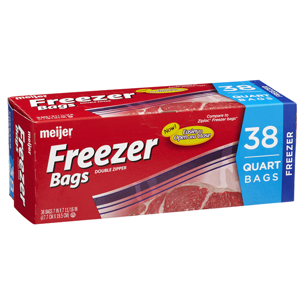 slide 4 of 29, Meijer Reclosable Freezer Bags, Quart, 38 ct