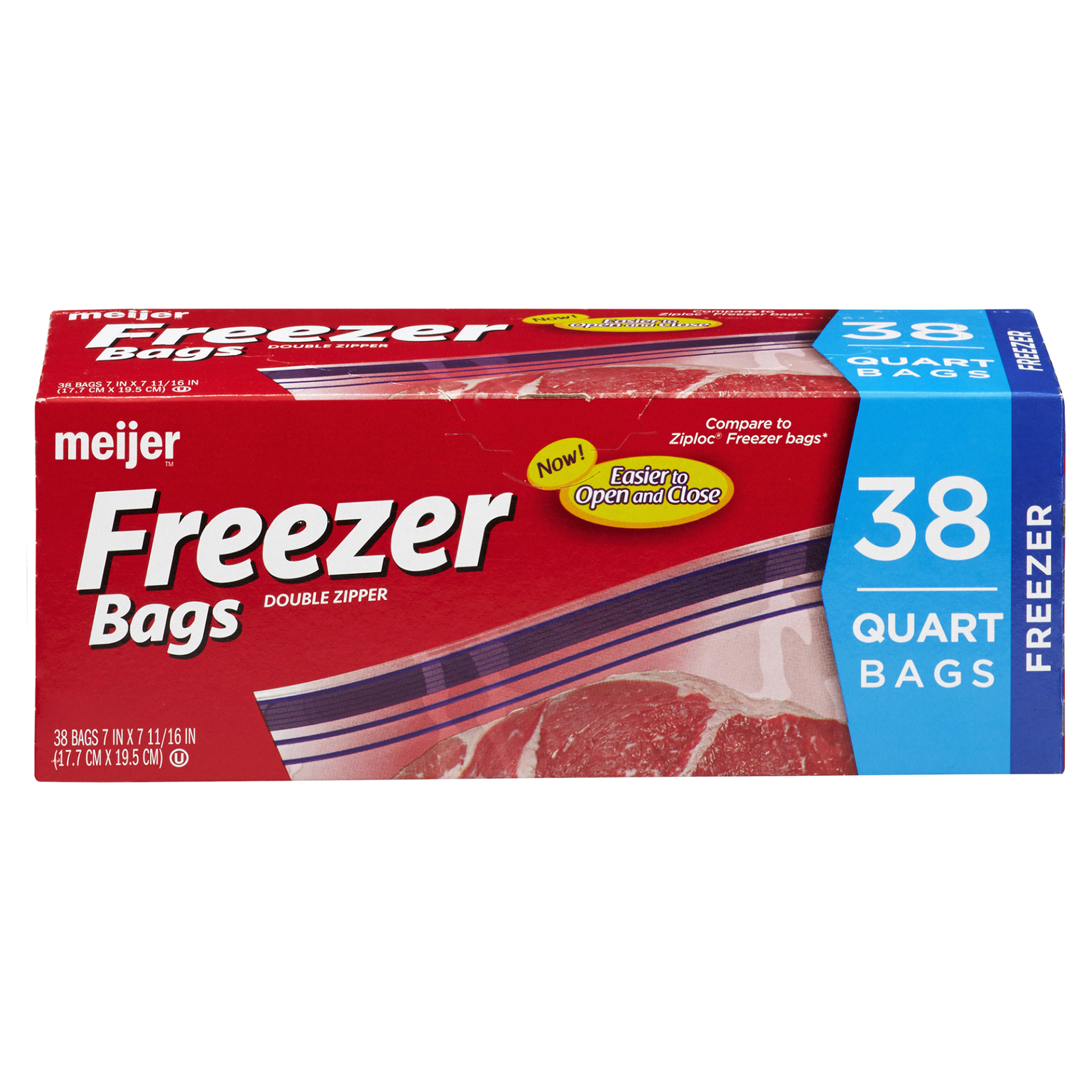 slide 1 of 29, Meijer Reclosable Freezer Bags, Quart, 38 ct