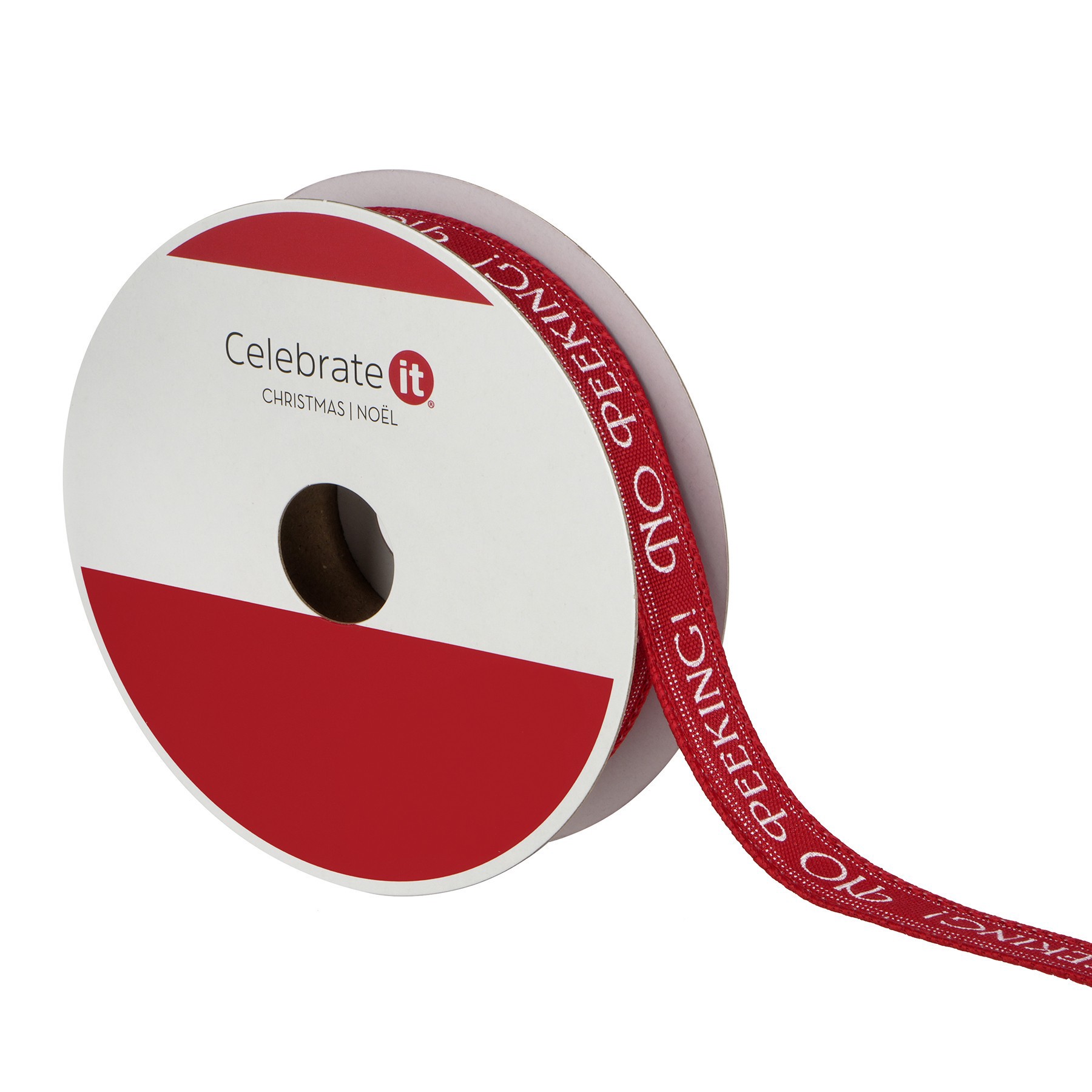 slide 3 of 3, 5/8" X 30ft. Red & White No Peeking Wired Ribbon By Celebrate It, 5/8 in x 30 ft