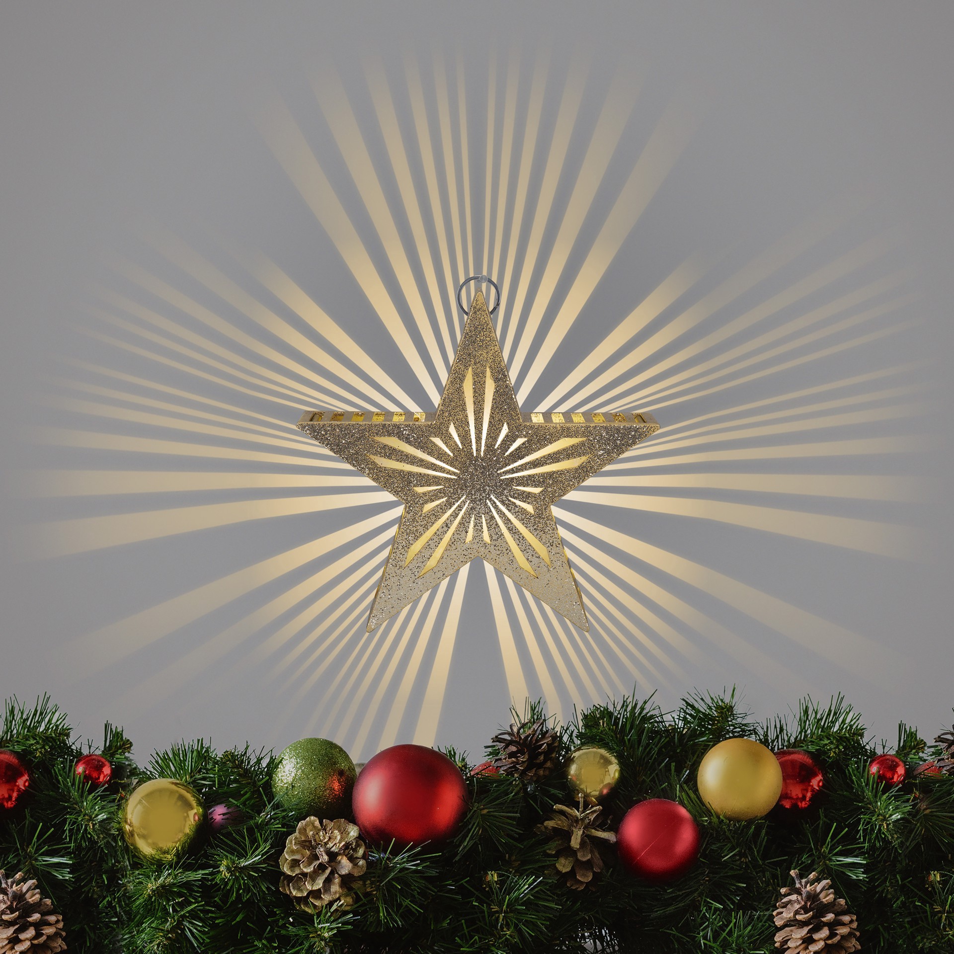 slide 2 of 3, 9" Radiant Beams Gold Hanging Star By Ashland, 9.3 in x 8.8 in