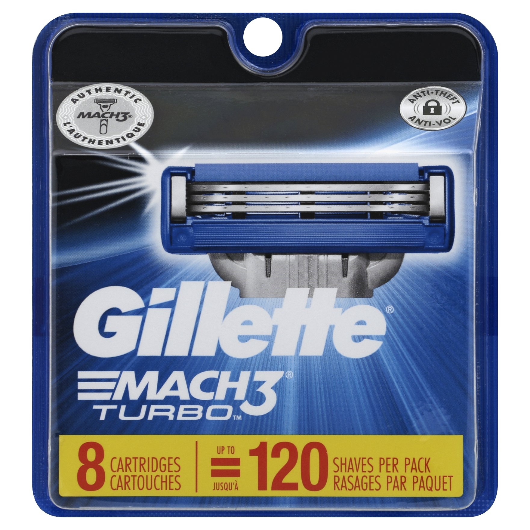 slide 1 of 2, Gillette Mach3 Turbo Shaving Cartidges, 8 ct