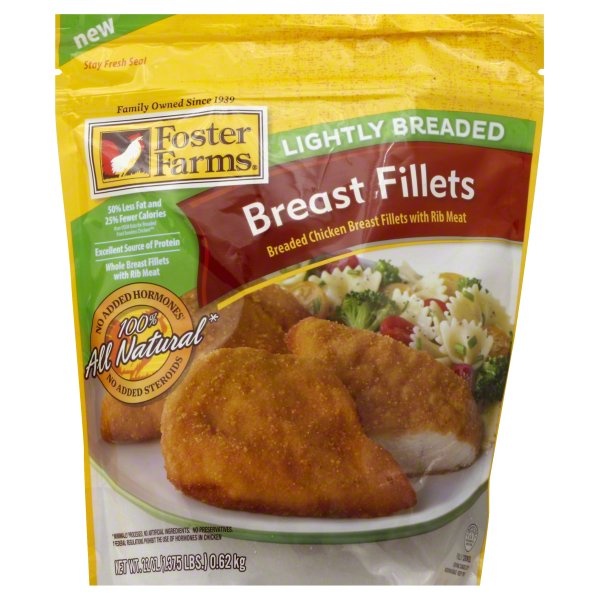 slide 1 of 3, Foster Farms Lightly Breaded Chicken Breast Filets , 22 oz