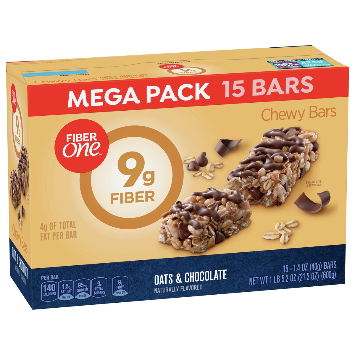 slide 2 of 9, Fiber One Chewy Bars, Oats & Chocolate, Fiber Snacks, Mega Pack, 15 ct, 15 ct