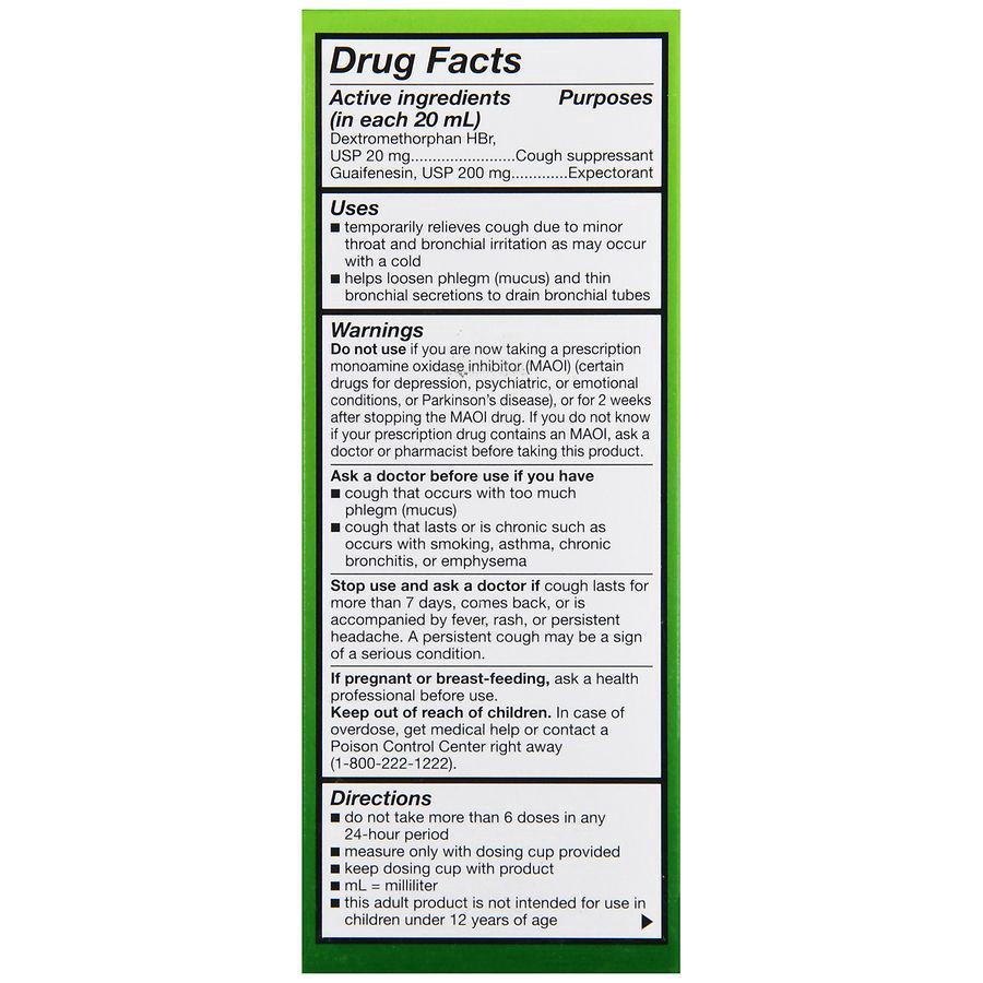 slide 4 of 5, Walgreens Tussin Cough Syrup DM, Cough Suppressant and Expectorant Raspberry, 4 fl oz