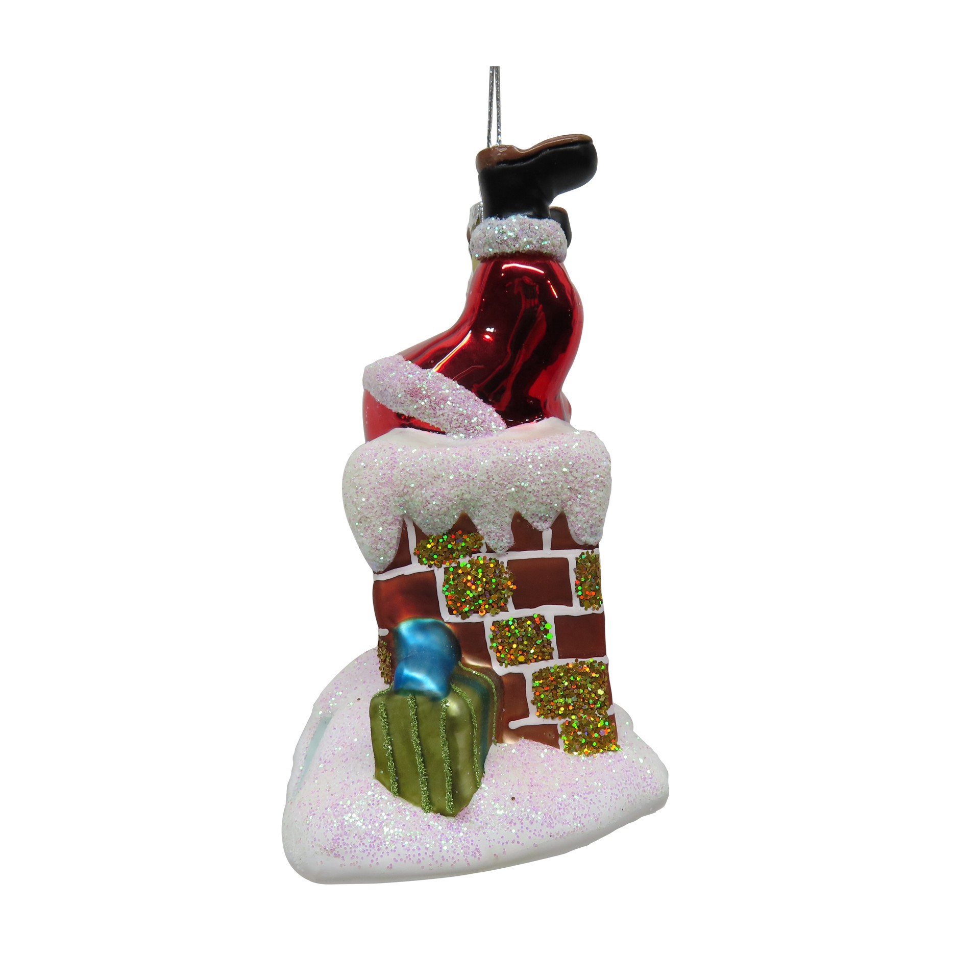 slide 2 of 4, 5" Santa In Chimney Glass Ornament By Ashland, 3.75 in x 2.75 in x 5 in