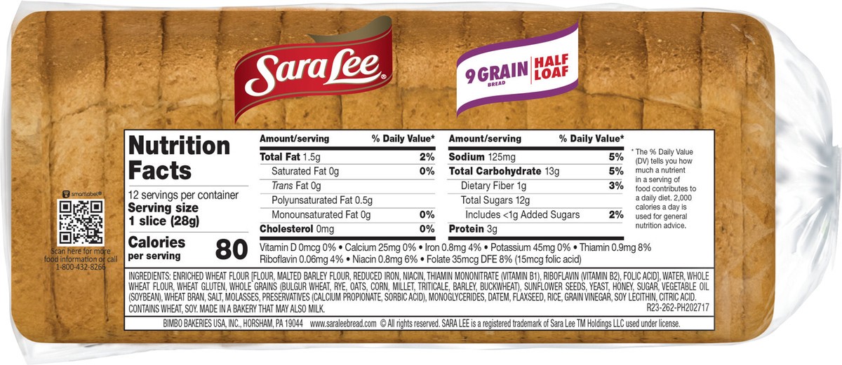 slide 4 of 12, Sara Lee 9 Grain Half Loaf Bread, 12 oz, 12 oz