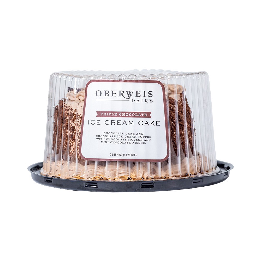 slide 1 of 1, Oberweis Triple Chocolate Ice Cream Cake, 6 in