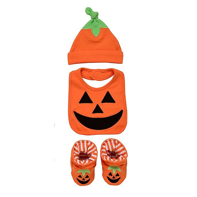 slide 1 of 1, Baby Starters Halloween Jack-O-Lantern Bib Set - Orange, 3 ct