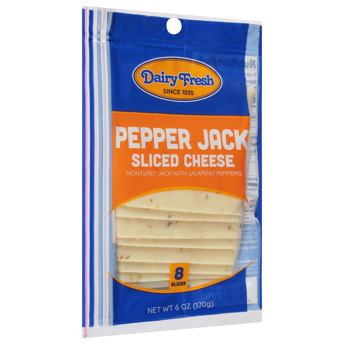 slide 2 of 9, Dairy Fresh Pepper Jack Sliced Cheese 8 ea, 8 ct