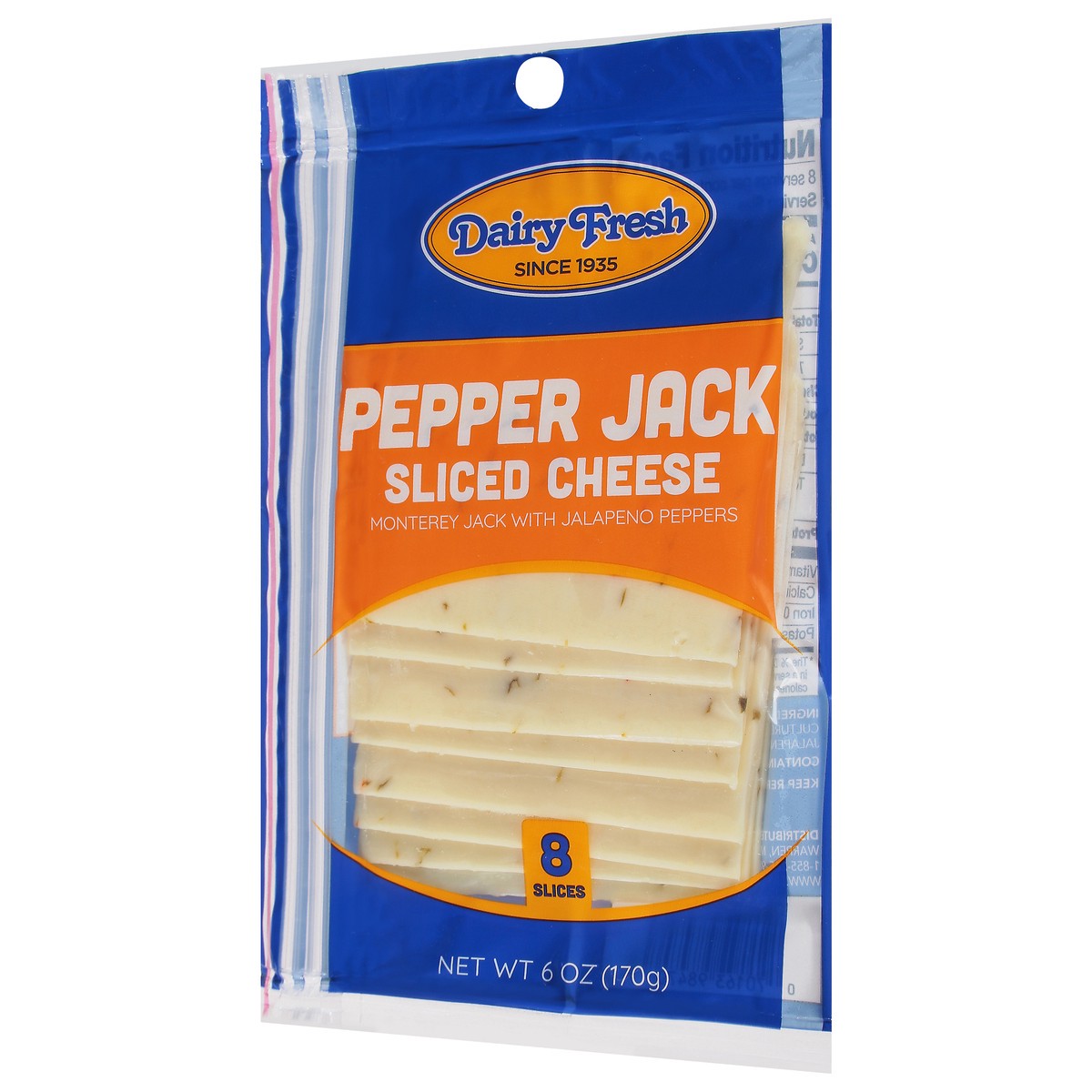 slide 3 of 9, Dairy Fresh Pepper Jack Sliced Cheese 8 ea, 8 ct
