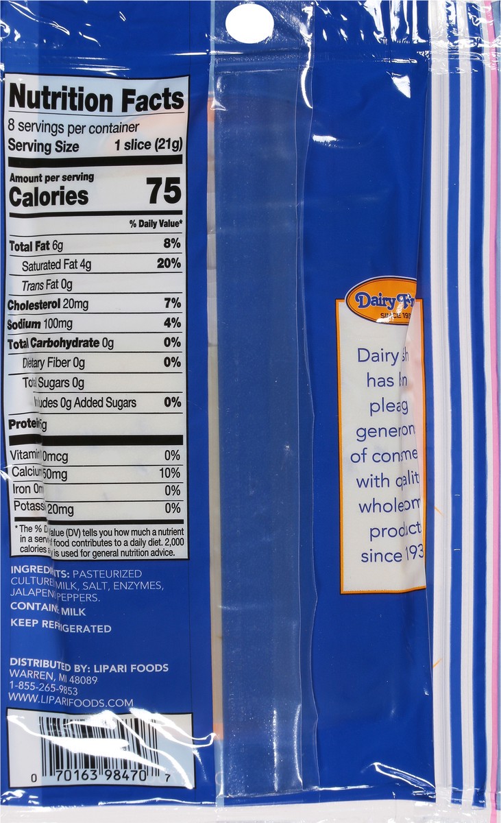 slide 5 of 9, Dairy Fresh Pepper Jack Sliced Cheese 8 ea, 8 ct