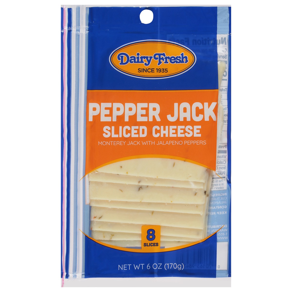 slide 1 of 9, Dairy Fresh Pepper Jack Sliced Cheese 8 ea, 8 ct