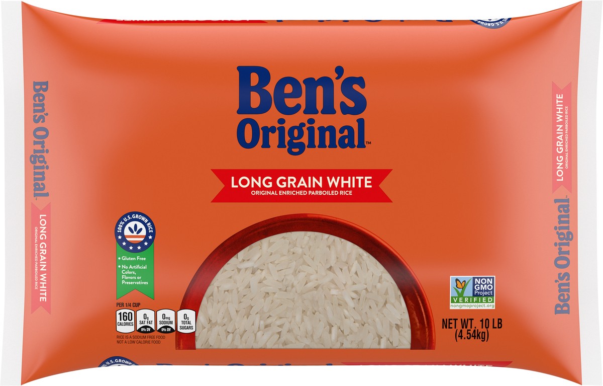 slide 6 of 11, BEN'S ORIGINAL™ Parboiled Long Grain White Enriched Dry Rice Bag 10 lb Unit, 10 lb