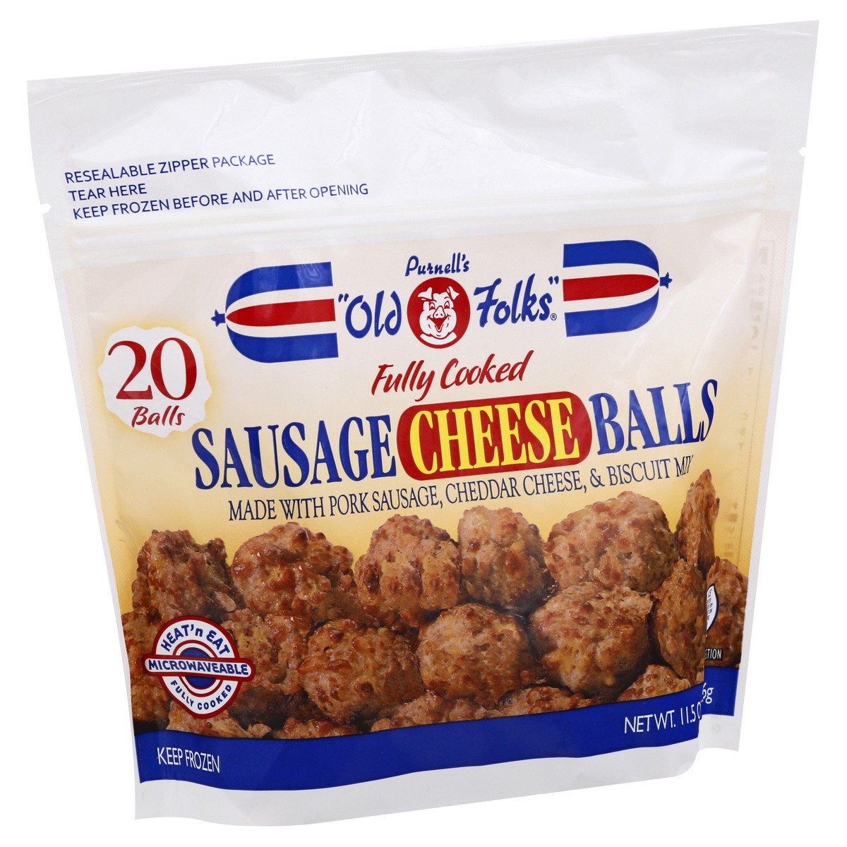 slide 6 of 9, Purnell's "Old Folks" Fully Cooked Sausage Cheese Balls 20 ea, 20 ct