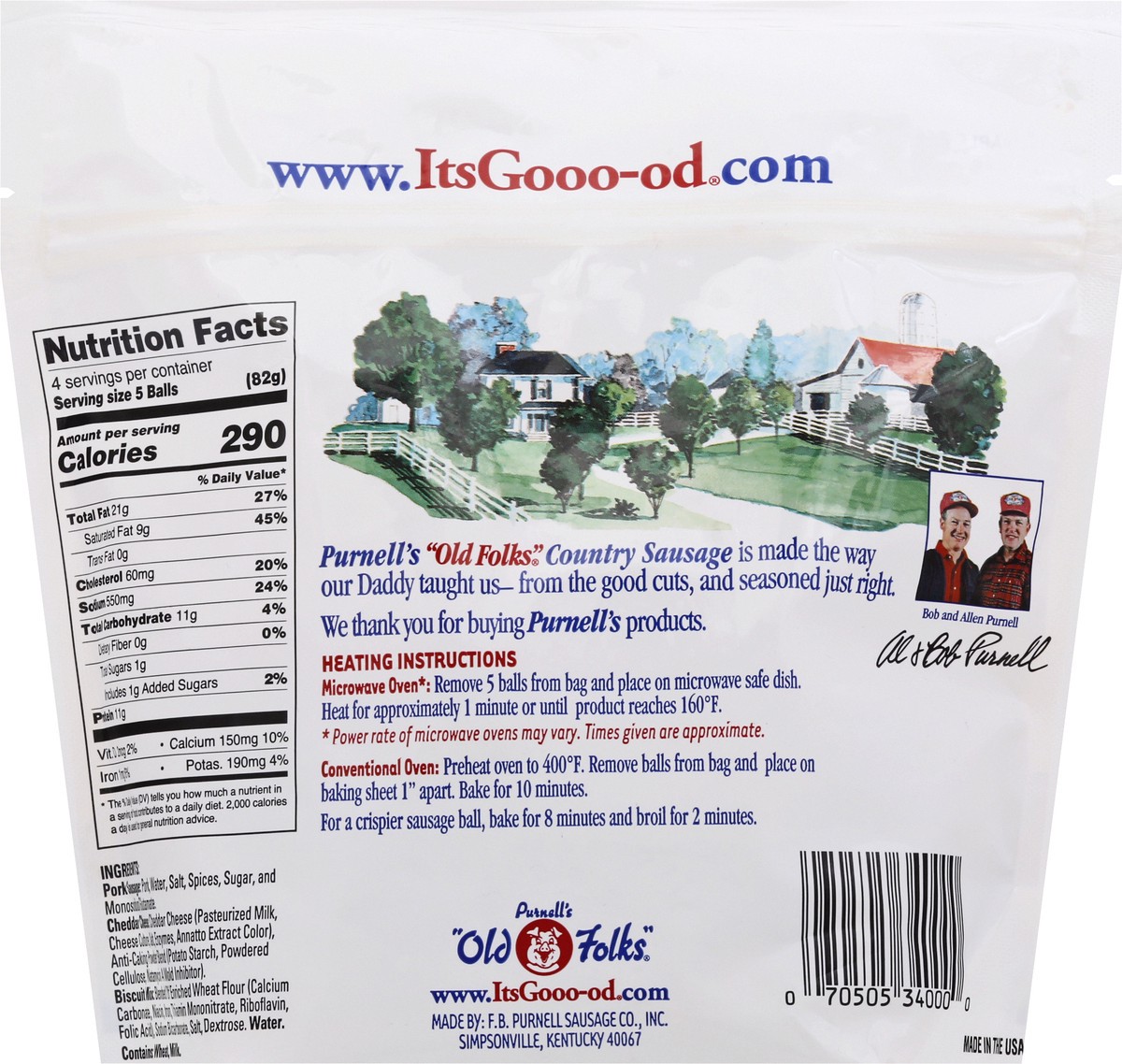 slide 2 of 9, Purnell's "Old Folks" Fully Cooked Sausage Cheese Balls 20 ea, 20 ct