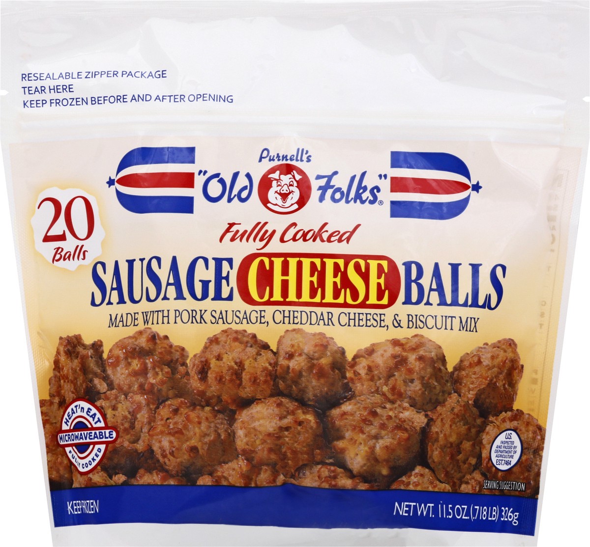 slide 4 of 9, Purnell's "Old Folks" Fully Cooked Sausage Cheese Balls 20 ea, 20 ct