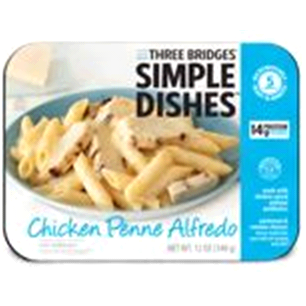 slide 1 of 1, Three Bridges Simple Dishes Chicken Penne Alfredo, 12 oz