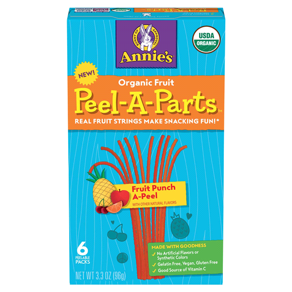 slide 1 of 1, Annie's Organic Fruit, Peel-A-Parts Fruit Punch A-Peel, 6-0.56Oz Pouches, 3.3 oz