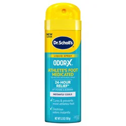 Dr. Scholl&#x27;s ODOR-X ATHLETE&#x27;S FOOT MEDICATED LIQUID SPRAY, 5.3 oz // 24-Hour Relief of Itching &amp; Burning, Instantly Cools, Cures &amp; Prevents Most Athlete&#x27;s Foot, Destroys Odors Instantly