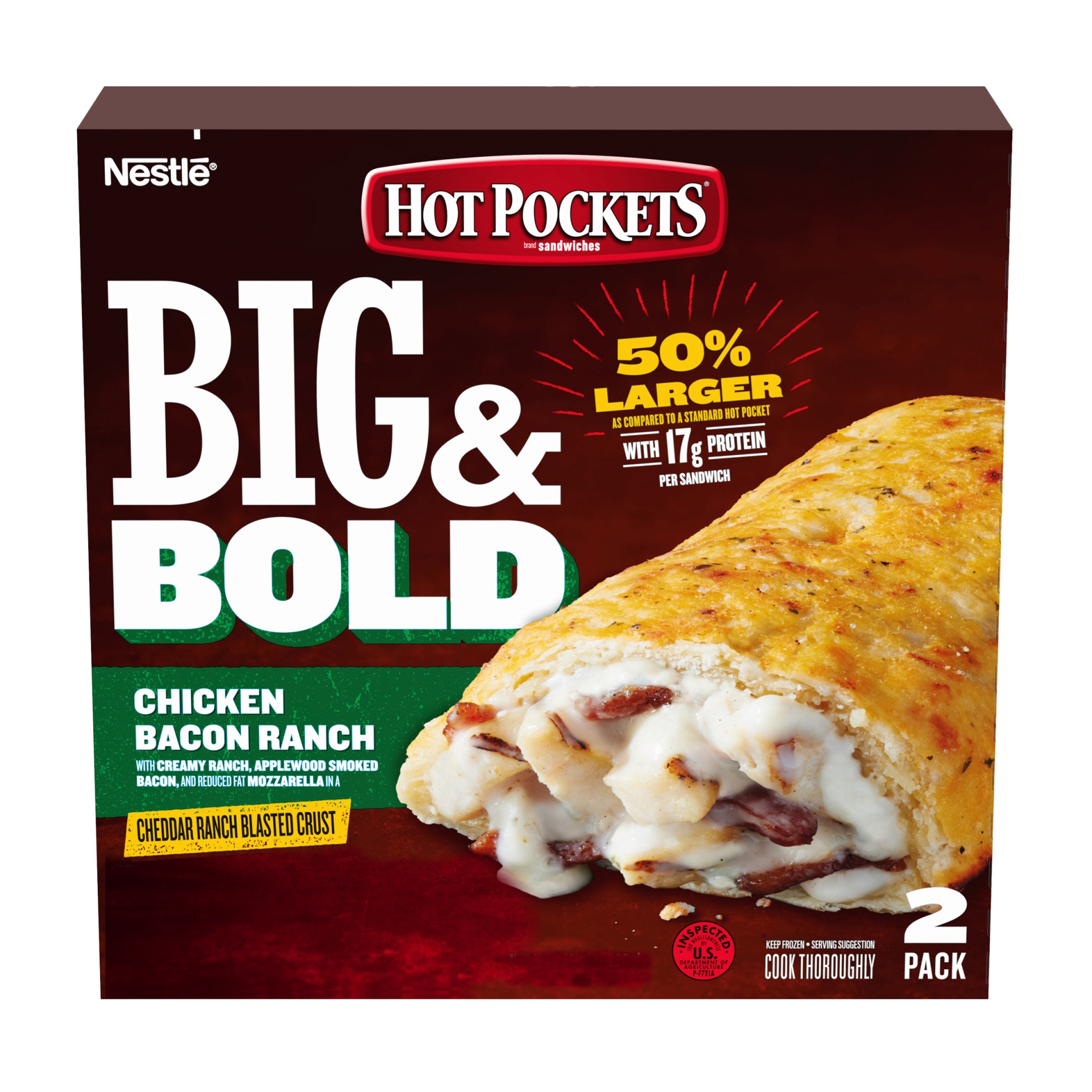 Hot Pockets Big & Bold Chicken Bacon Ranch Frozen Sandwich Shipt