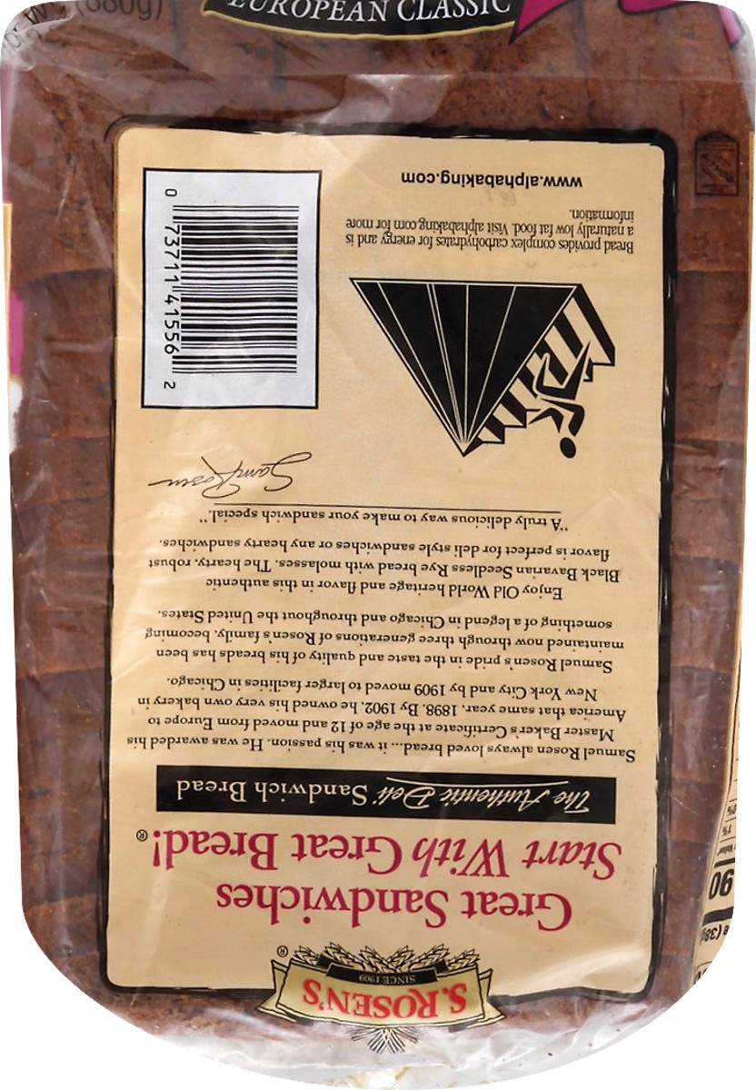 slide 4 of 9, S. Rosen's Restaurant Size Rye Black Bavarian Bread 24 oz, 24 oz