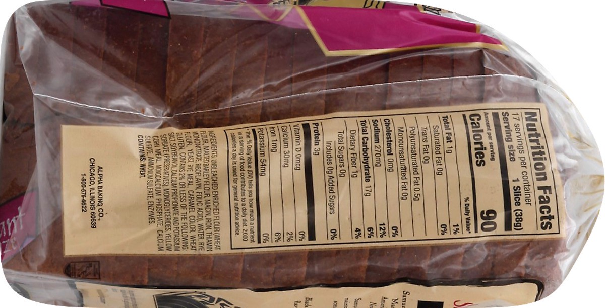 slide 8 of 9, S. Rosen's Restaurant Size Rye Black Bavarian Bread 24 oz, 24 oz