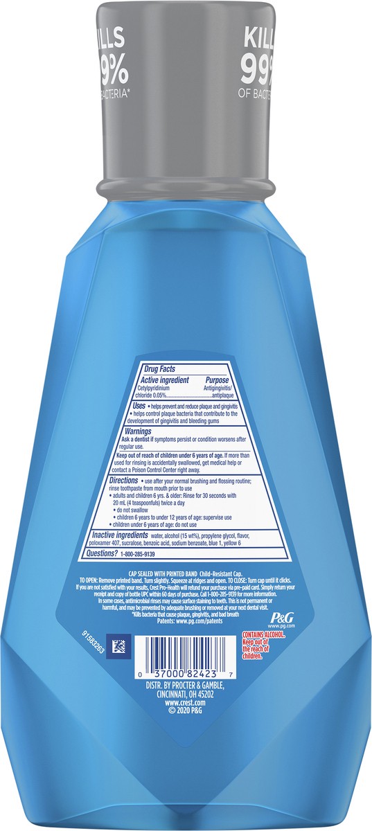 slide 3 of 3, Crest Pro-Health Bacteria Guard Mouthwash, Mint, CPC (cetylpyridinium chloride) Antigingivitis/Antiplaque Oral Rinse 1L (33.8 fl oz), 33.8 fl oz