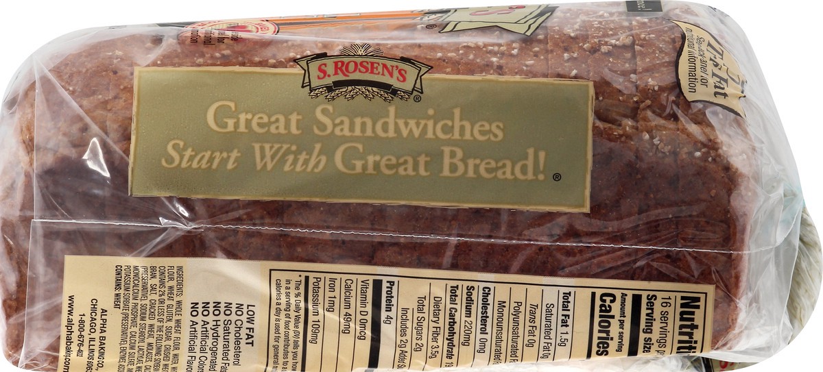 slide 9 of 9, S. Rosen's Rosen 100% Whole Wheat Bread, 24 oz