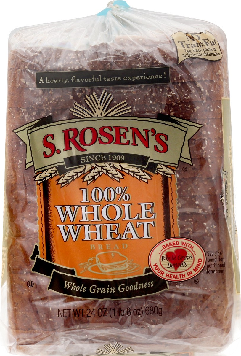 slide 3 of 9, S. Rosen's Rosen 100% Whole Wheat Bread, 24 oz