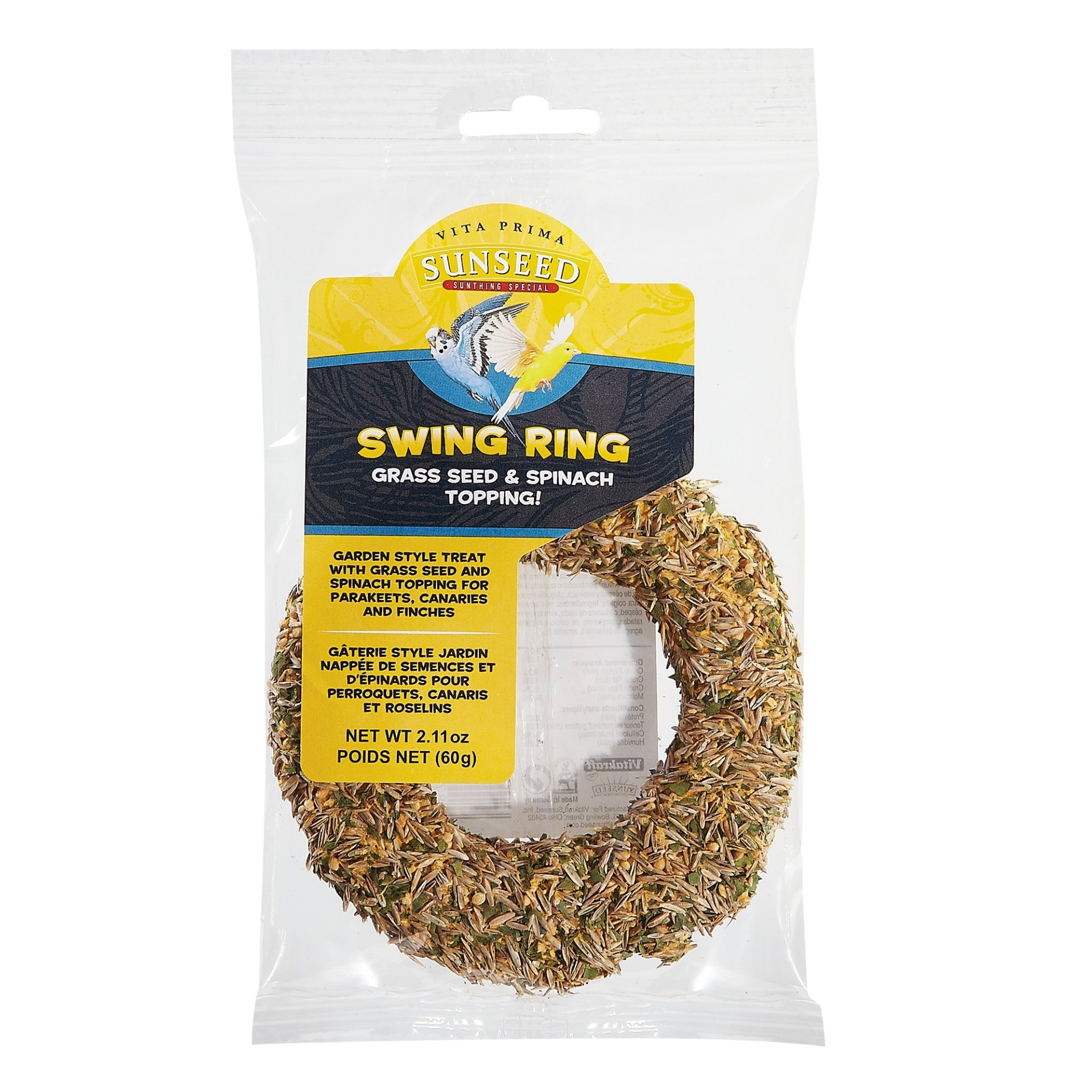 slide 1 of 1, Vitakraft Sun Seed Vita Prima Swing Ring Parakeet, Canary & Finch Treat, 2.11 oz