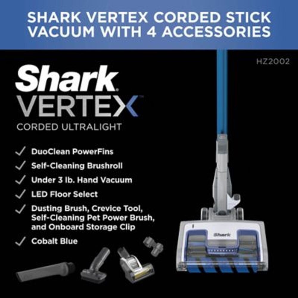 slide 2 of 6, Shark Vertex UltraLight DuoClean PowerFins Corded Stick Vacuum with Self-Cleaning Brushroll, 1 ct