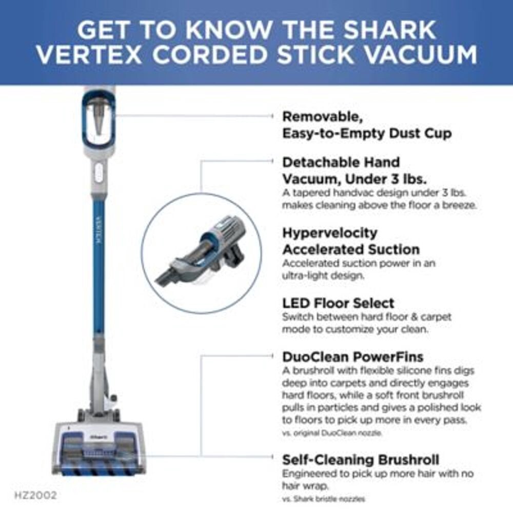 slide 4 of 6, Shark Vertex UltraLight DuoClean PowerFins Corded Stick Vacuum with Self-Cleaning Brushroll, 1 ct