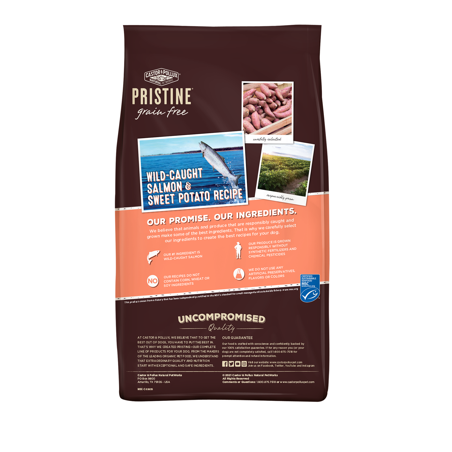 slide 2 of 3, Castor & Pollux PRISTINE Grain Free Dry Dog Food Wild Caught Salmon & Sweet Potato Recipe - 10 lb Bag, 10 lb