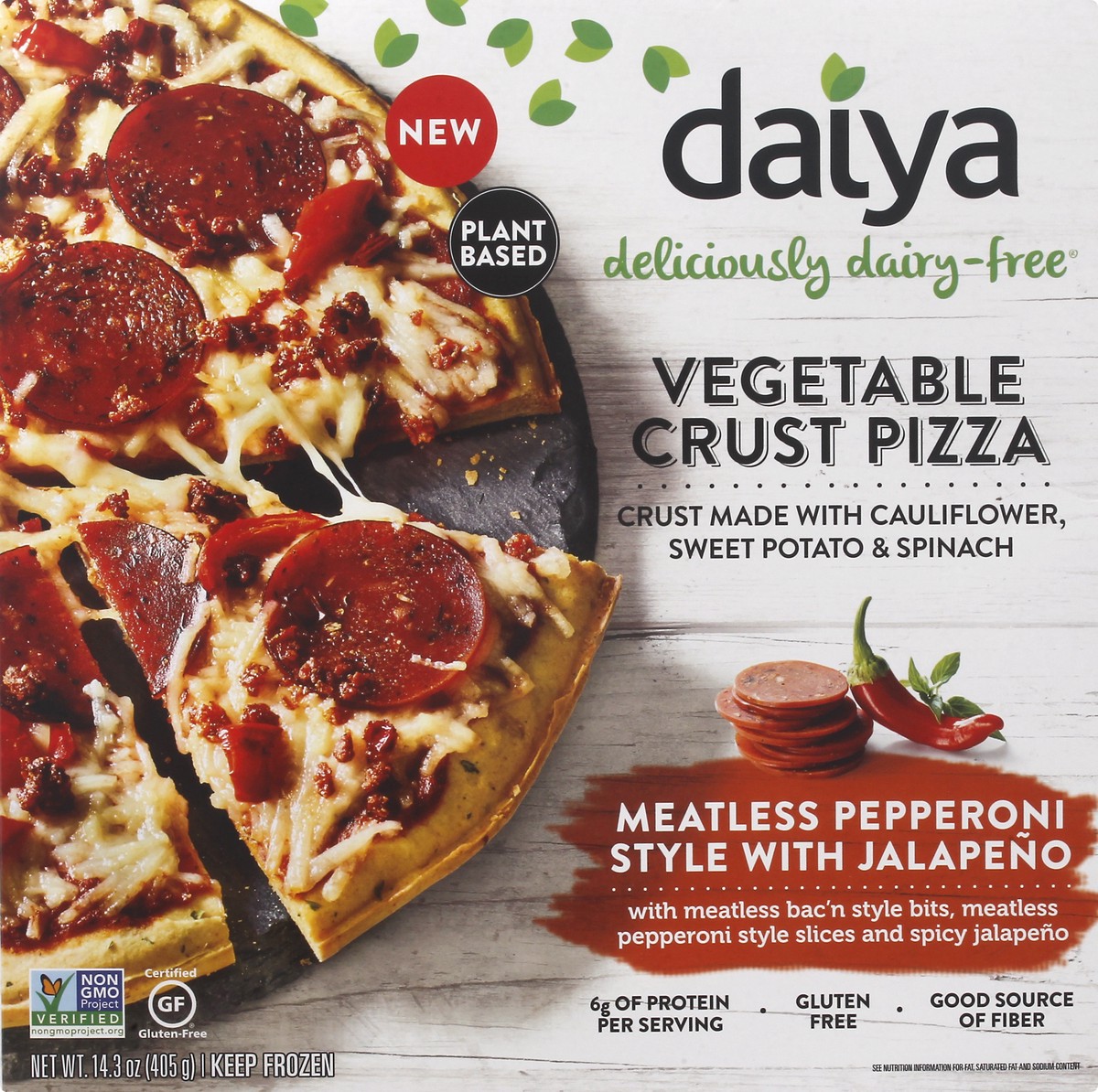slide 1 of 2, Daiya Vegetable Crust Meatless Pepperoni Style with Jalapeno Pizza 14.3 oz, 14.3 oz