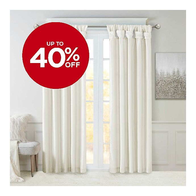 slide 1 of 9, Madison Park Emilia Twist Tab Top Window Curtain Panel - White, 120 in