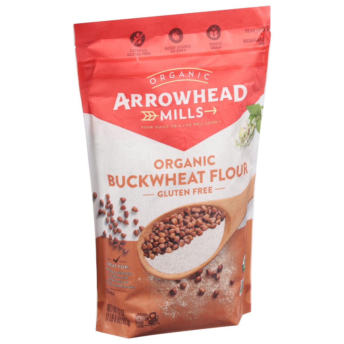 slide 6 of 9, Arrowhead Mills Organic Buckwheat Flour, Gluten Free Flour, 22 oz Bag, 22 oz