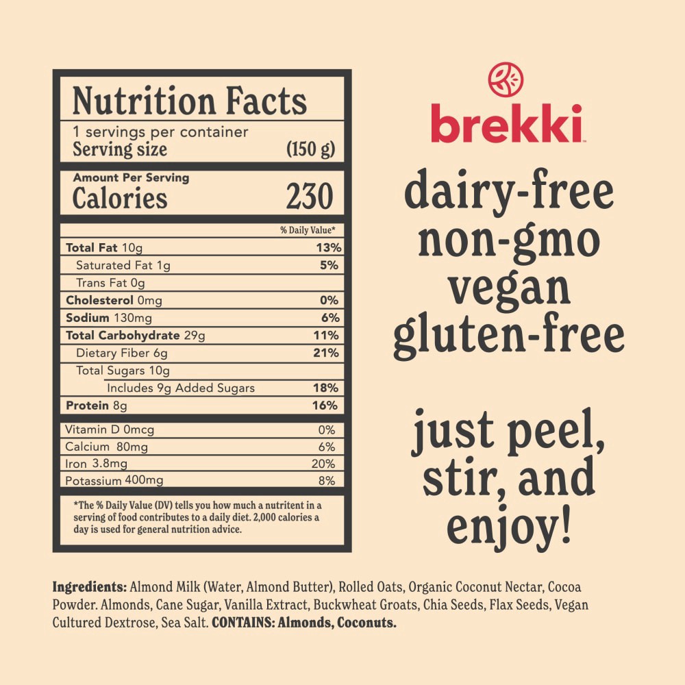 slide 3 of 4, brekki Dark Chocolate Ready-to-eat Oats, 5.3 oz