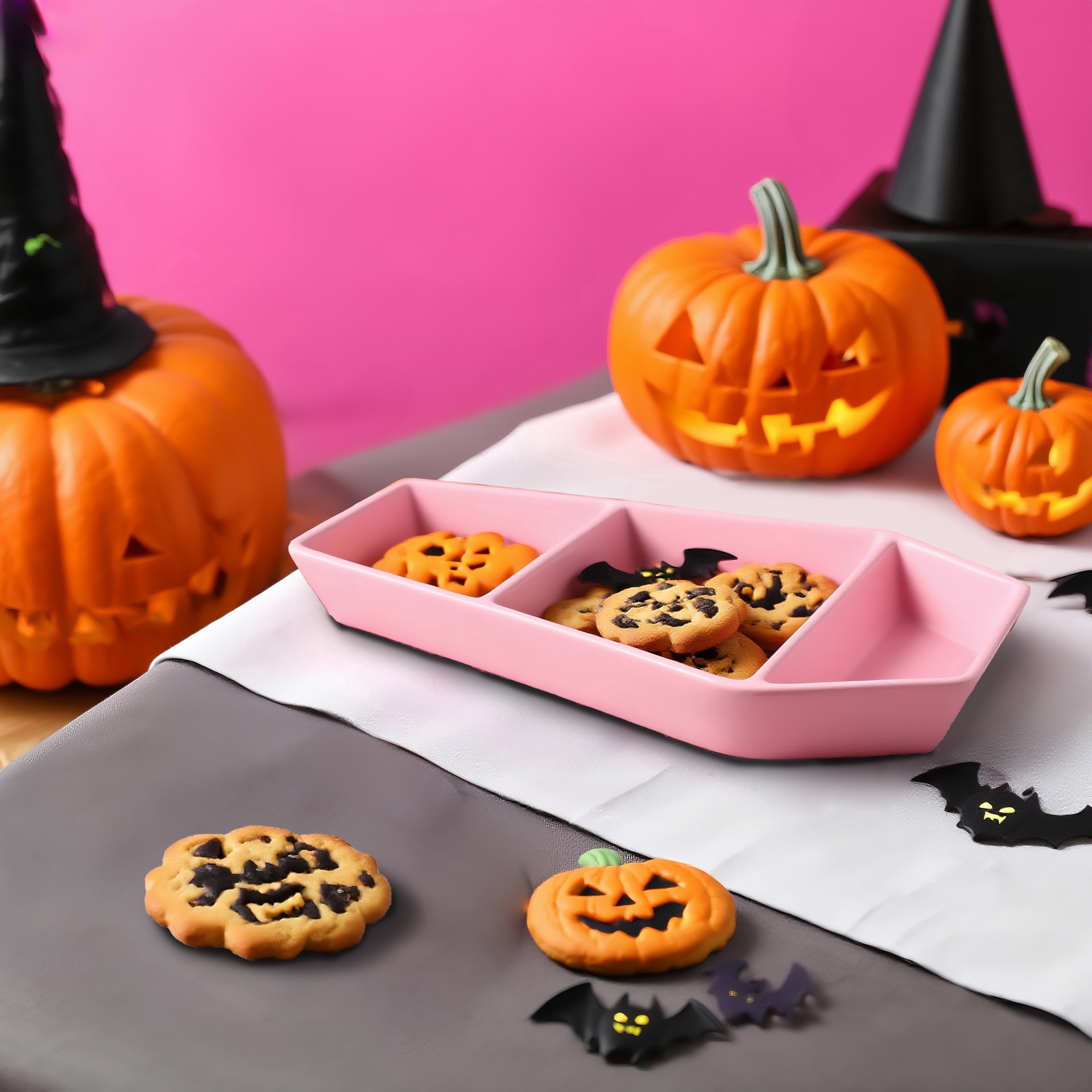 slide 4 of 4, 12" Pink Coffin 3-Section Ceramic Platter By Ashland, 12 in