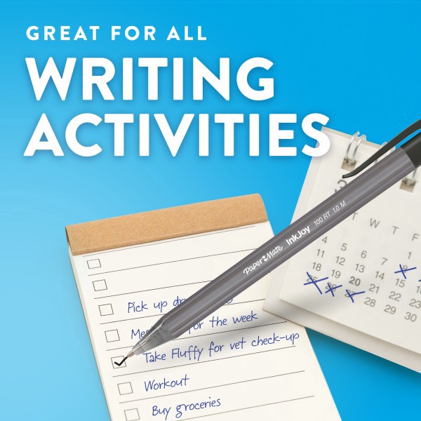 slide 2 of 6, Paper Mate InkJoy 100RT Retractable Ballpoint Pen, 1.0mm Medium Point, Assorted 72ct Black and Blue Ink, 72 ct