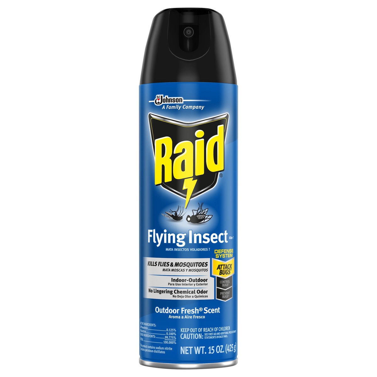 slide 2 of 6, Raid Flying Insect Killer 7, Insecticide Spray for Wasps, Mosquitos, and More, 15 oz, 15 oz