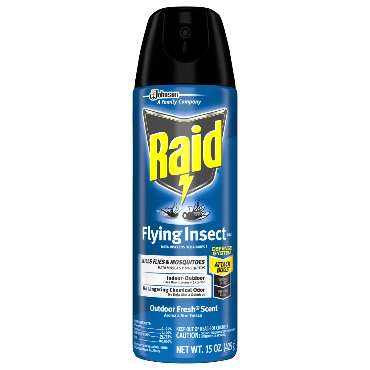 slide 1 of 6, Raid Flying Insect Killer 7, Insecticide Spray for Wasps, Mosquitos, and More, 15 oz, 15 oz