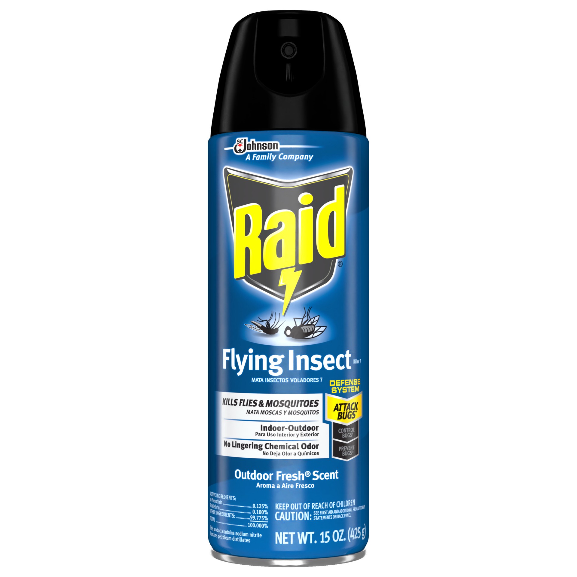 slide 1 of 6, Raid Flying Insect Killer 7, Insecticide Spray for Wasps, Mosquitos, and More, 15 oz, 15 oz