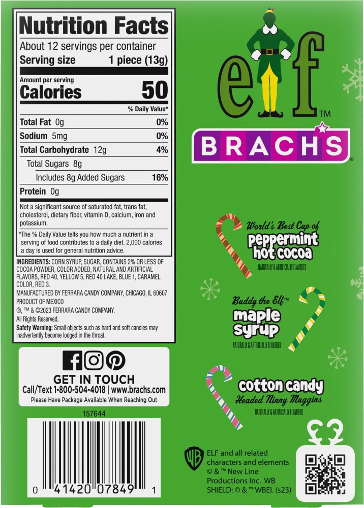 slide 3 of 6, Brach's Elf Candy Canes 12 ea, 1 ct