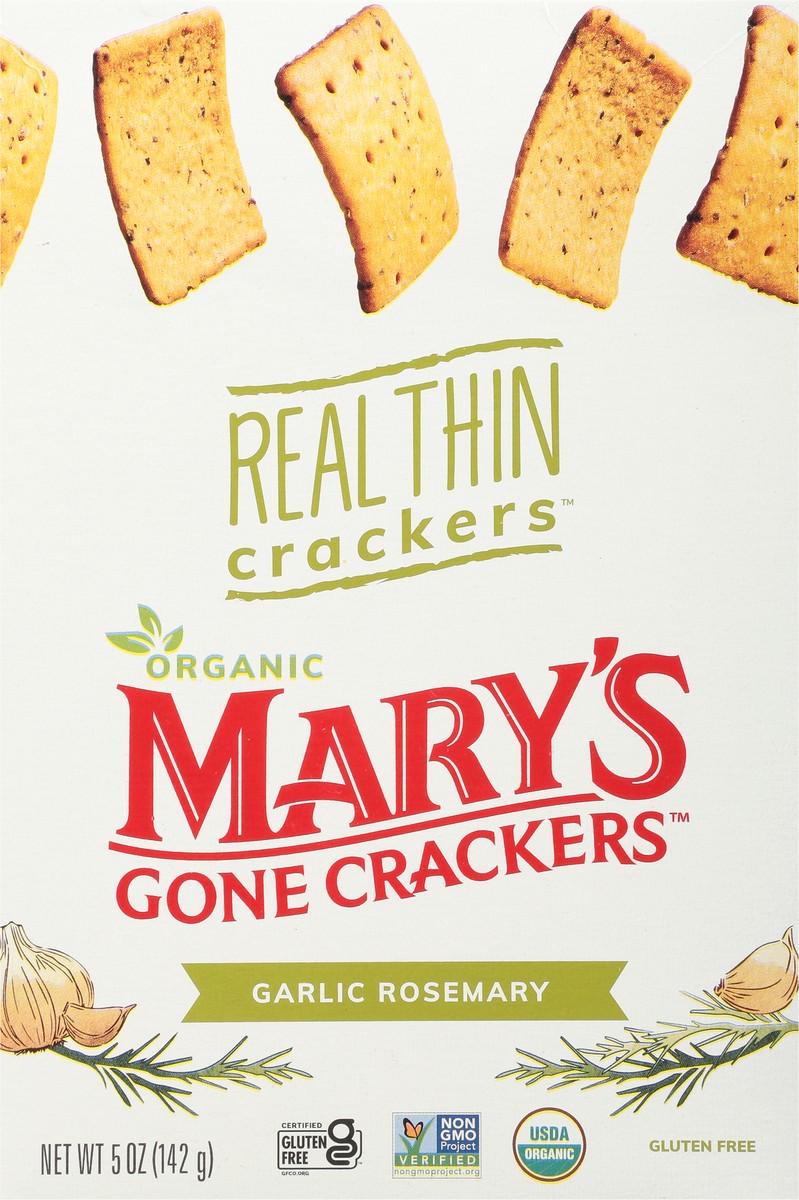 slide 8 of 9, Mary's Gone Crackers Gluten Free Real Thin Garlic Rosemary Crackers, 5 oz