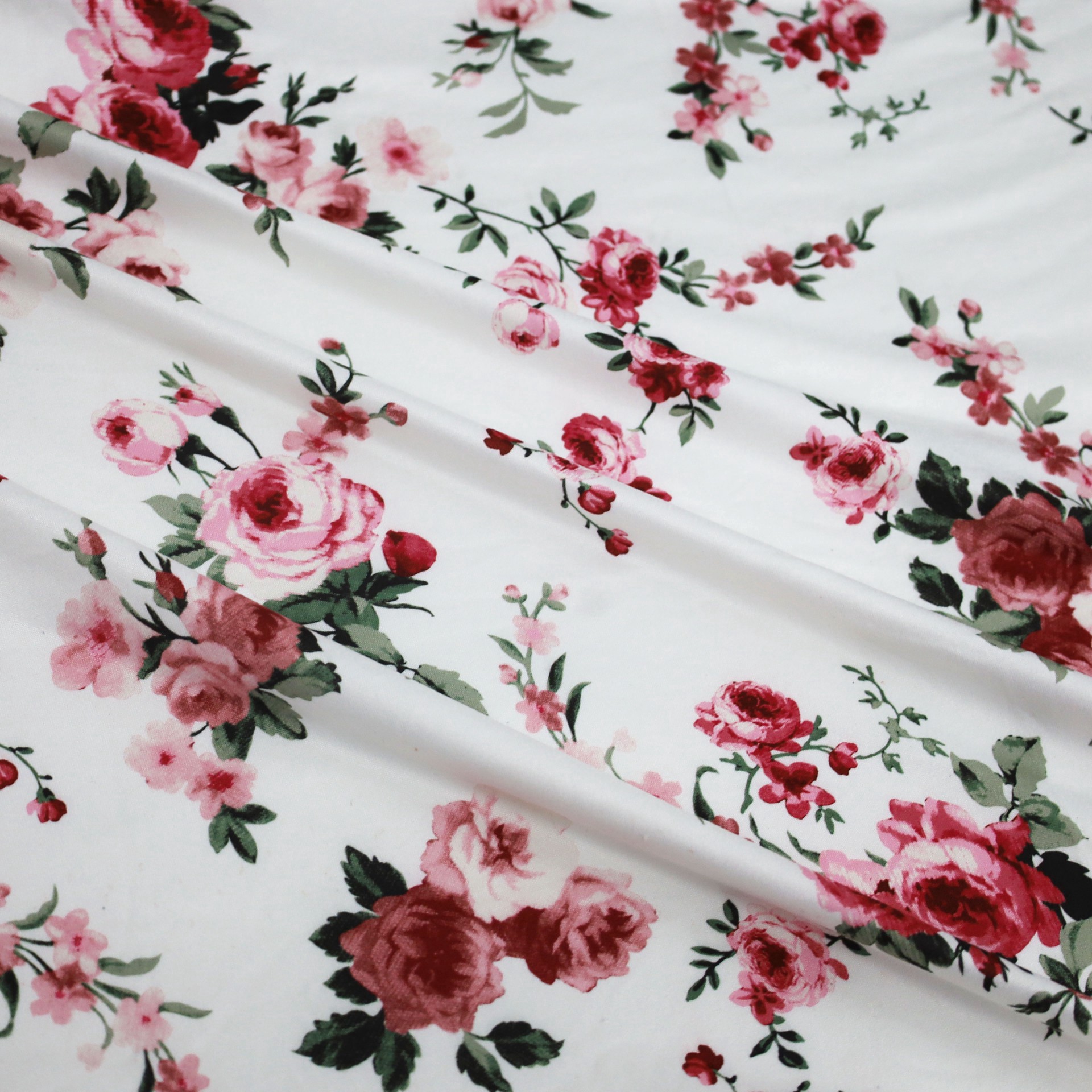 slide 2 of 3, Fabric Merchants Pink Flowers Double Brushed Stretch Fabric, 60 in
